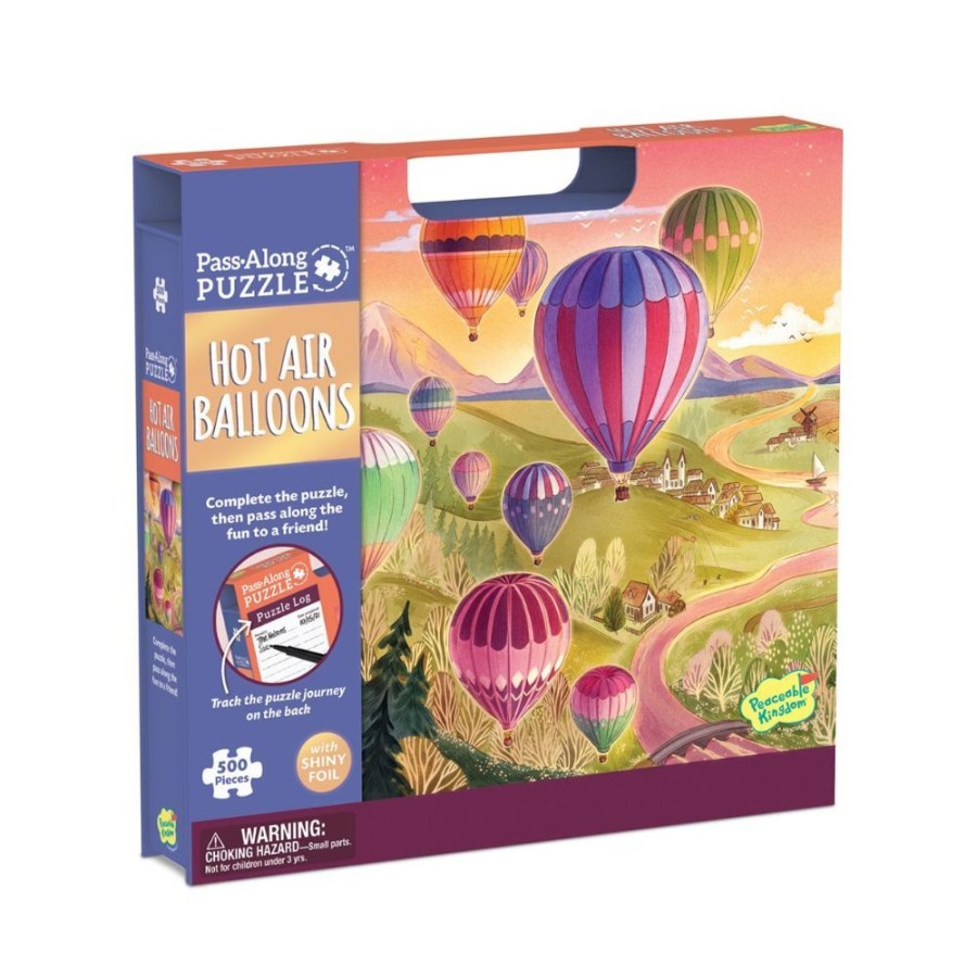 Peaceable Kingdom Peaceable Kingdom Hot Air Balloons 500 Piece Pass Along Puzzle | Toys Jigsaw Puzzles