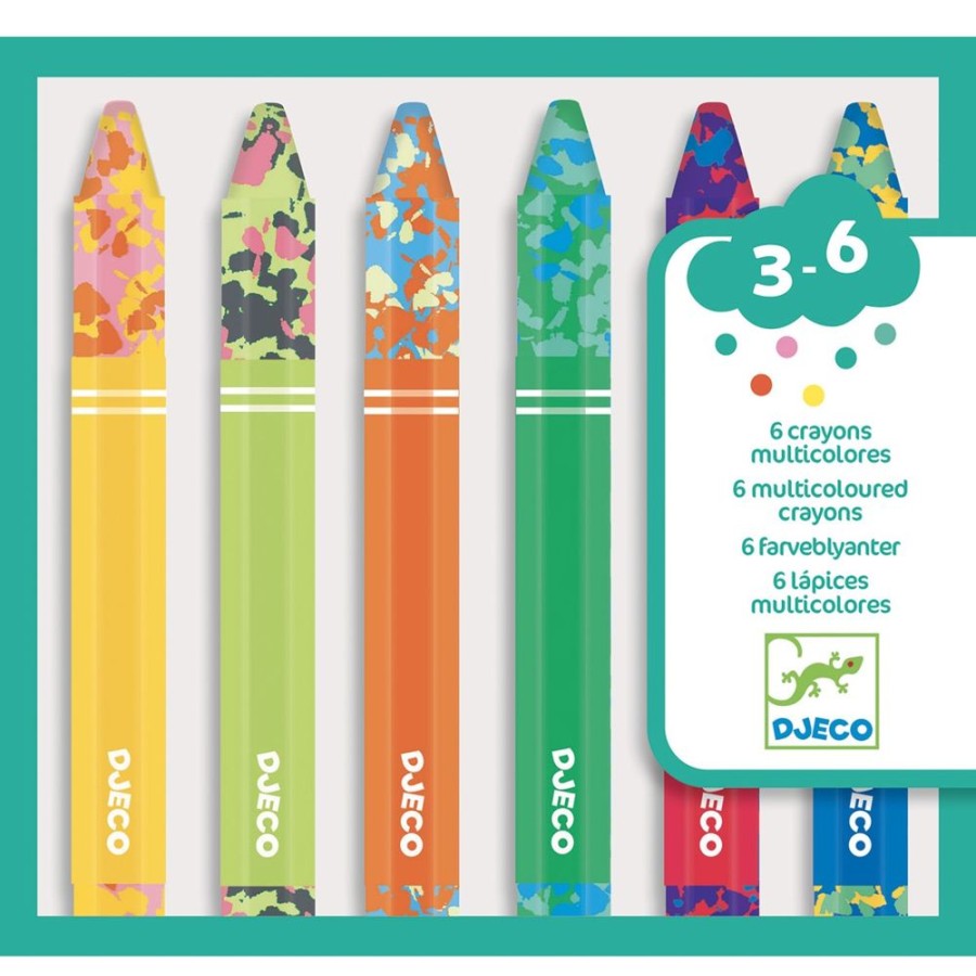 Djeco Djeco Colours For Little Ones - 6 Multicoloured Crayons | Kids Art Art Supplies And Easels