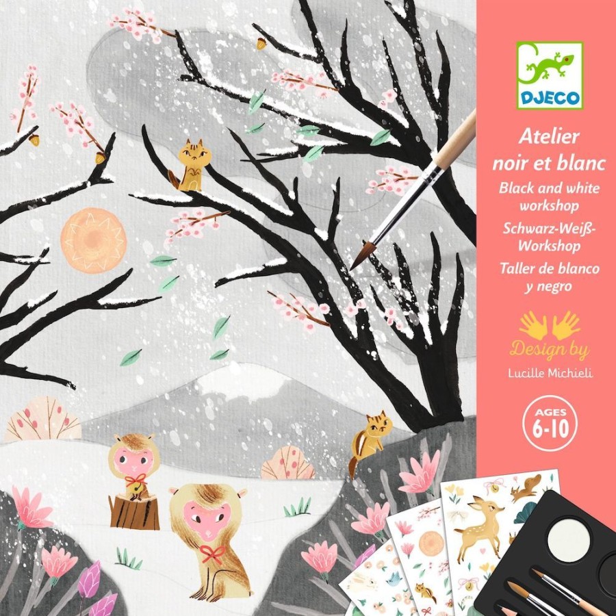 Djeco Djeco Painting - The Last Snowfall Black & White Art Workshop | Kids Art Painting Sets And Colouring By Numbers