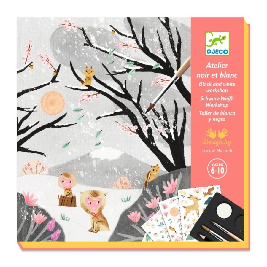 Djeco Djeco Painting - The Last Snowfall Black & White Art Workshop | Kids Art Painting Sets And Colouring By Numbers