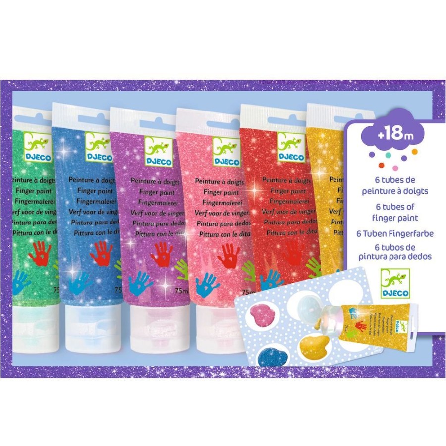 Djeco Djeco Finger Painting 6 Tubes - Glitter | Kids Art Art Supplies And Easels