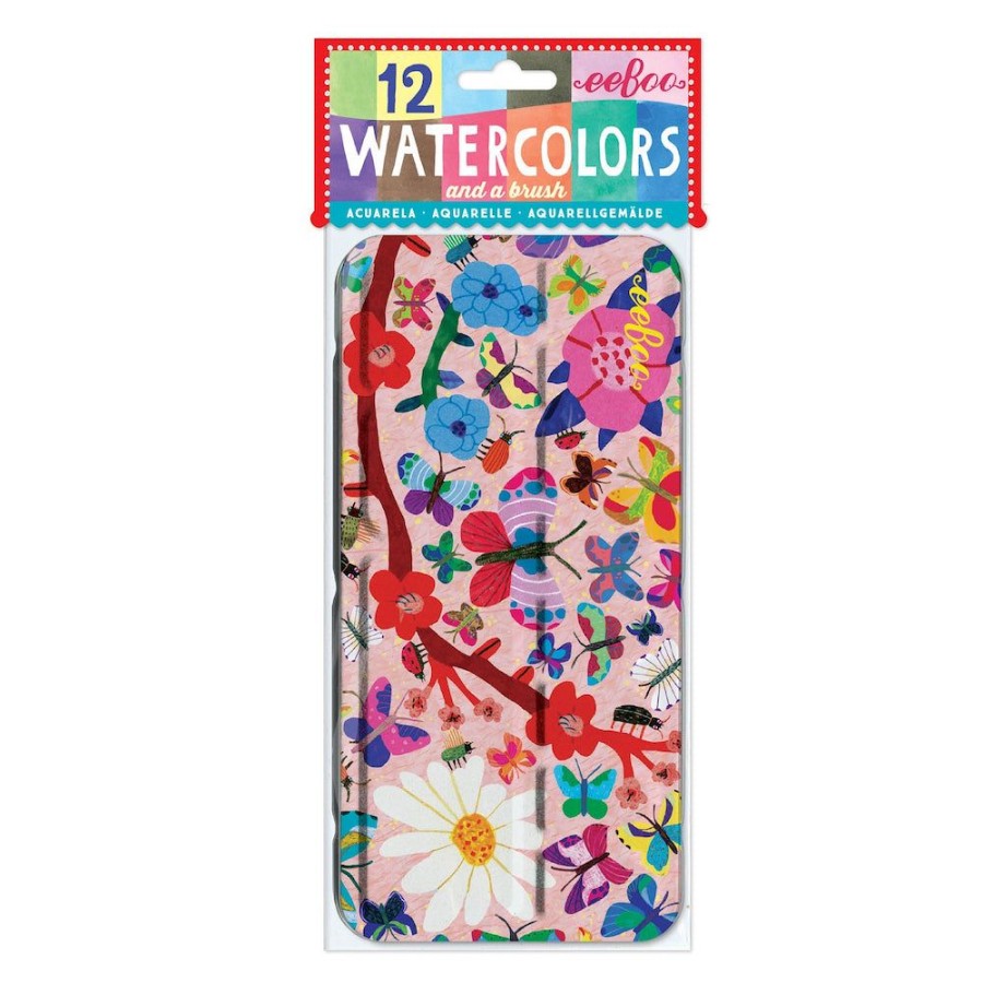 eeBoo Eeboo 12 Watercolours In A Tin - Butterflies And Flowers | Kids Art Art Supplies And Easels