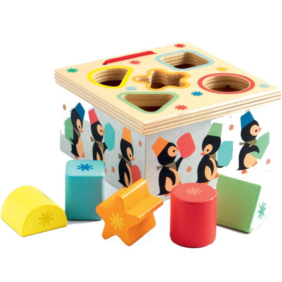 Djeco Djeco Shape Sorter Box Geo Junzo With Penguin Design | Toys Sensory Toys