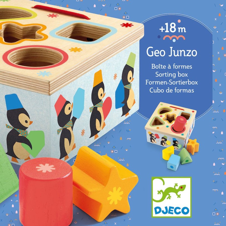 Djeco Djeco Shape Sorter Box Geo Junzo With Penguin Design | Toys Sensory Toys