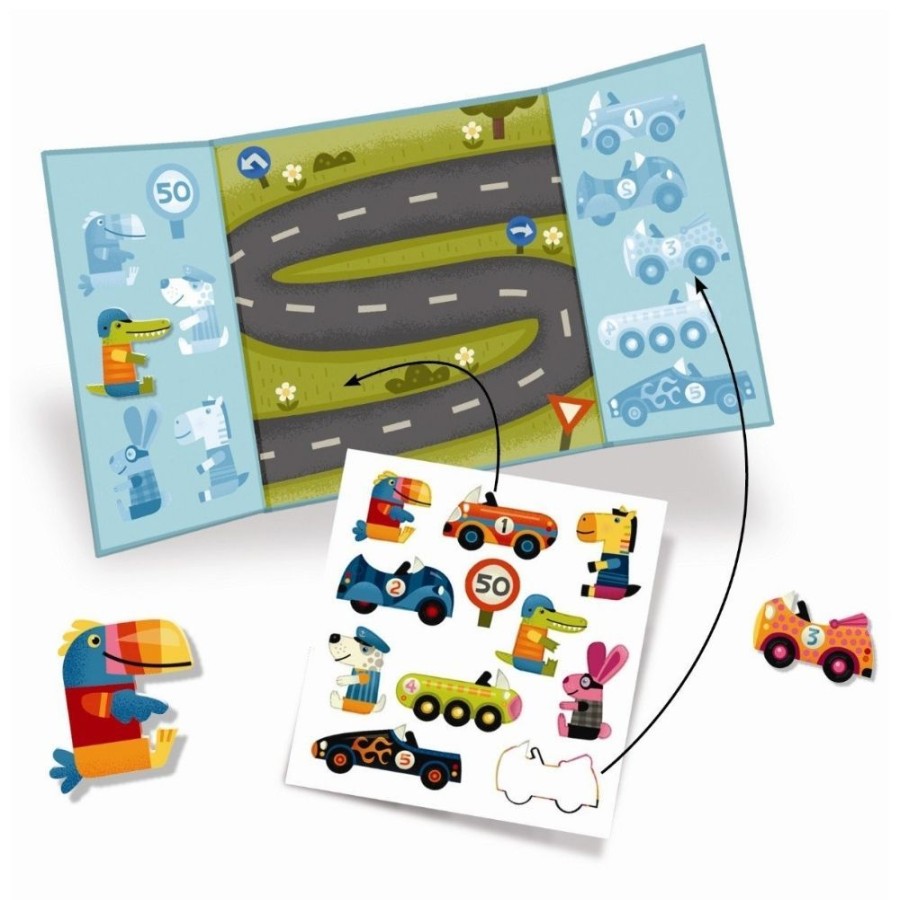 Djeco Djeco Thick & Easy Reusable Stickers For Little Ones - Cars | Crafts For Kids Stickers And Transfers