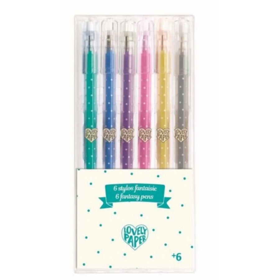 Djeco Djeco Lovely Paper - 6 Glitter Gel Pens | Kids Art Art Supplies And Easels