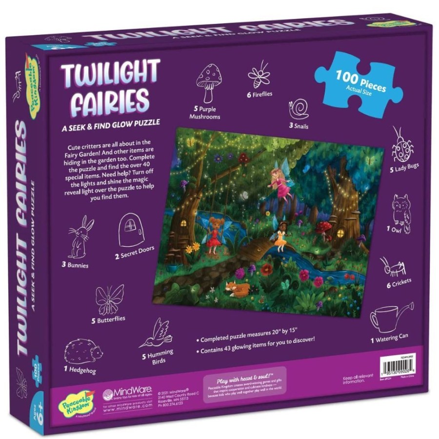 Peaceable Kingdom Peaceable Kingdom Twilight Fairies 100 Piece Seek And Find Puzzle | Toys Jigsaw Puzzles