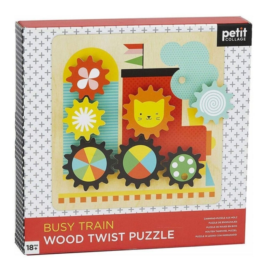 Petit Collage Petit Collage Wooden Twist Busy Train | Toys Wooden Toys & Games