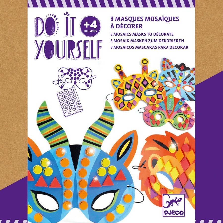 Djeco Djeco Do It Yourself - 8 Mosaic Masks To Decorate Jungle | Toys Kids Dressing Up Accessories