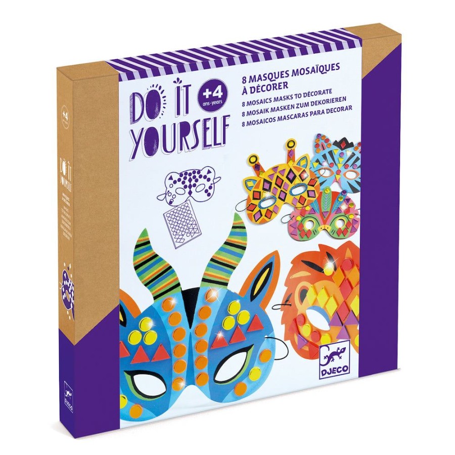 Djeco Djeco Do It Yourself - 8 Mosaic Masks To Decorate Jungle | Toys Kids Dressing Up Accessories