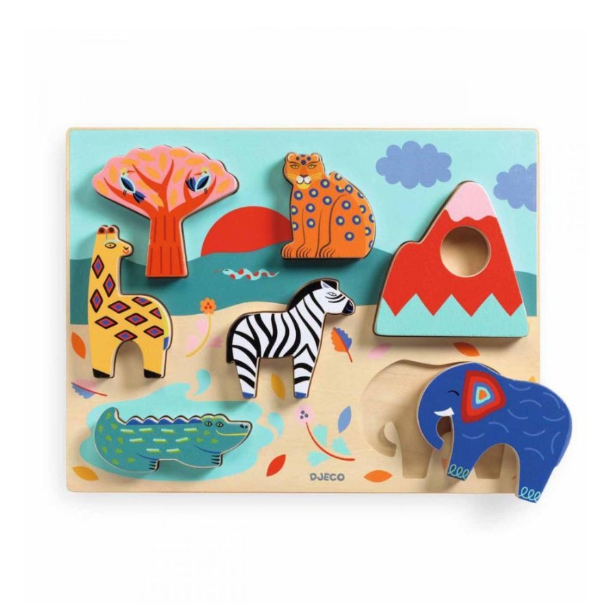 Djeco Djeco Wooden Puzzle, Savana Story - Chunky Pieces 12 Mths + | Toys Wooden Puzzles