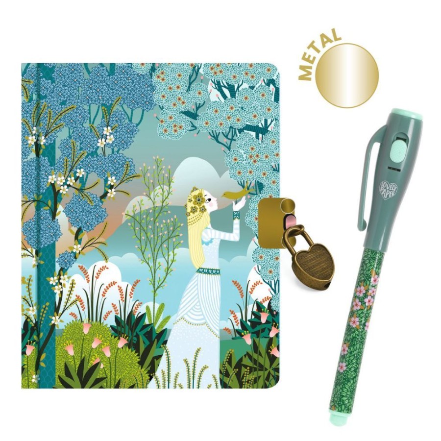 Djeco Djeco Lovely Paper - Charlotte Secret Notebook With Magic Pen | Kids Art Stationery And Diaries