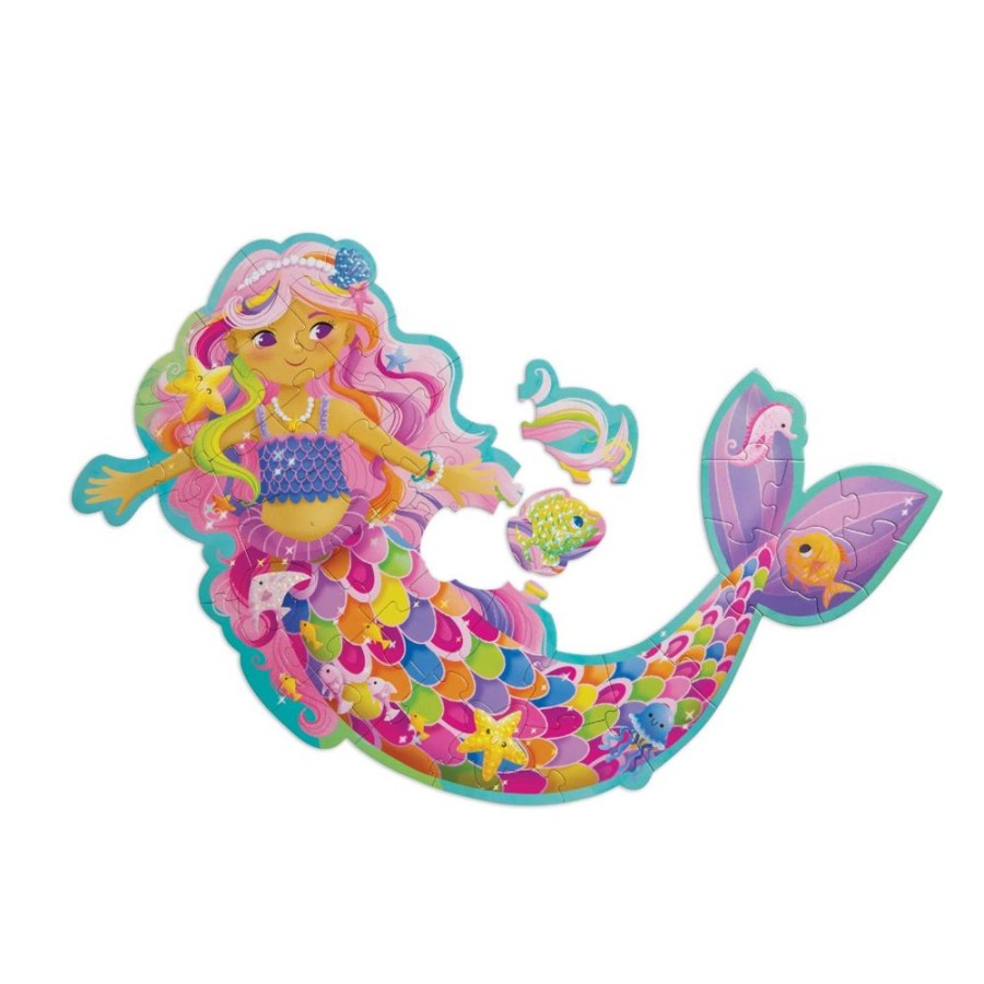 Peaceable Kingdom Peaceable Kingdom Shimmery Magical Mermaid Floor Puzzle | Toys Jigsaw Puzzles