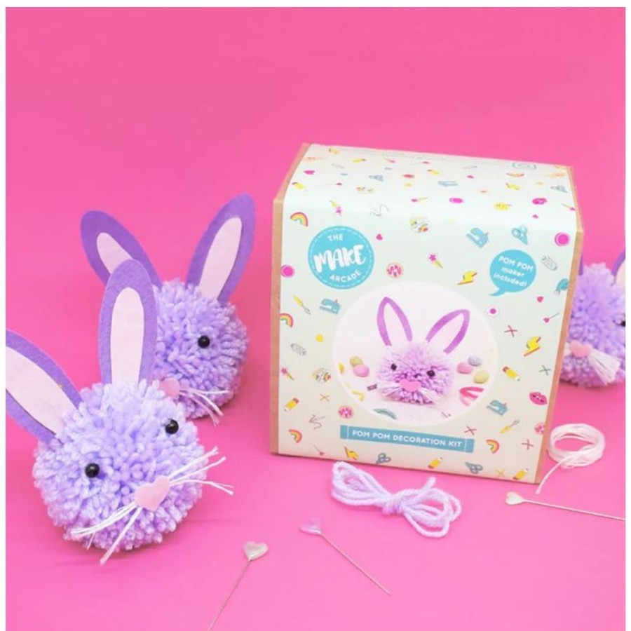 The Make Arcade The Make Arcade Cute Bunnies Pompom Craft Kit | Sew & Knit Childrens Knitting Kits