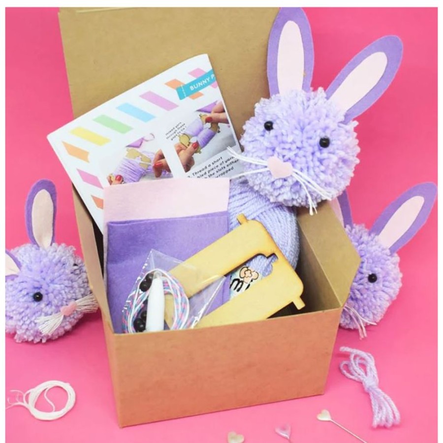 The Make Arcade The Make Arcade Cute Bunnies Pompom Craft Kit | Sew & Knit Childrens Knitting Kits