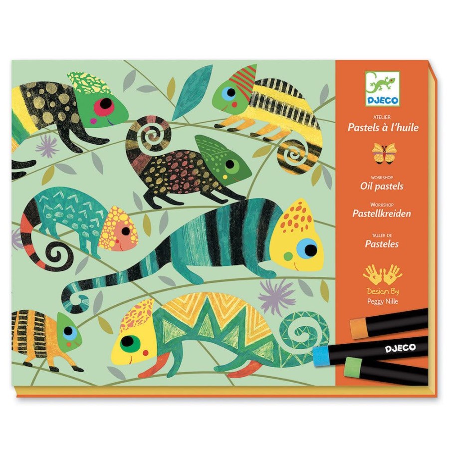 Djeco Djeco Oil Pastels Workshop - Coloured Jungle | Kids Art Painting Sets And Colouring By Numbers