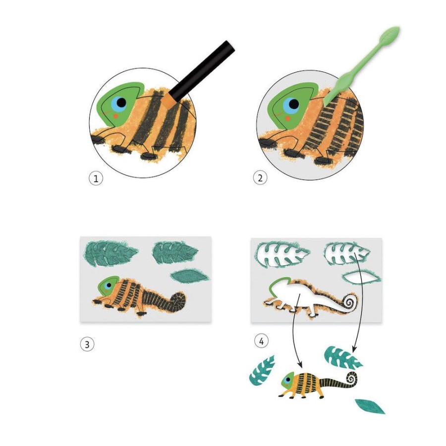 Djeco Djeco Oil Pastels Workshop - Coloured Jungle | Kids Art Painting Sets And Colouring By Numbers