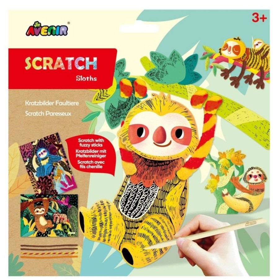 Avenir Arts and Crafts Avenir Scratch Magic - Sloths | Crafts For Kids Scratch Art