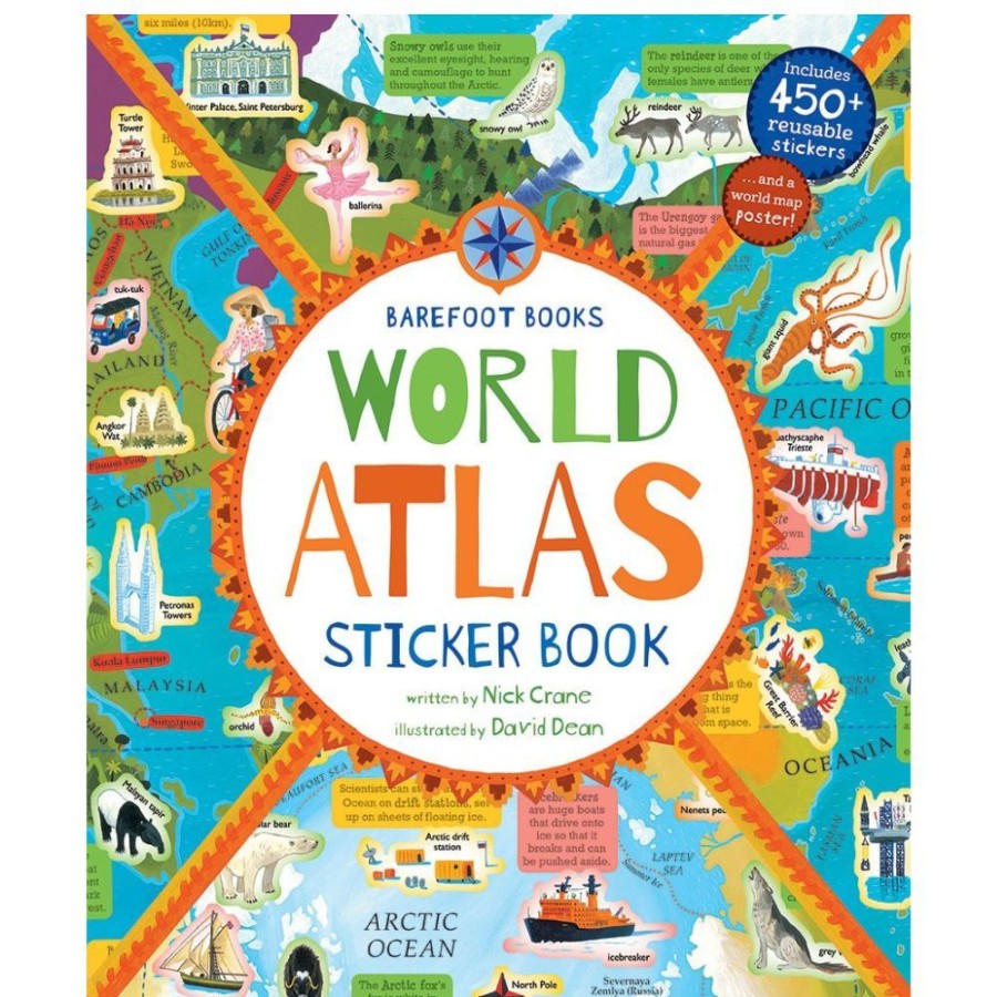 Barefoot Books World Atlas Sticker Book | Toys Books