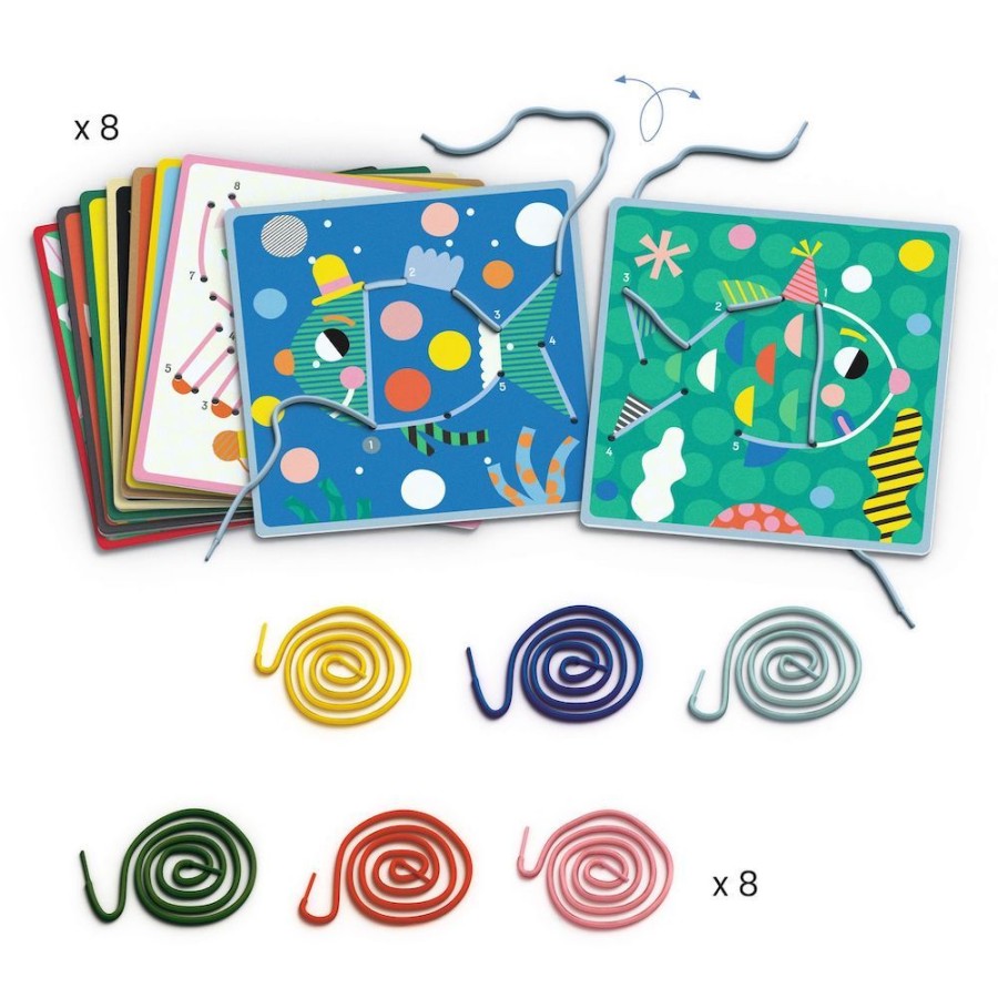 Djeco Djeco Lacing Cards, Dot To Dot - Learn Numbers As You Lace! 4 Yrs + | Toys Preschool Toys