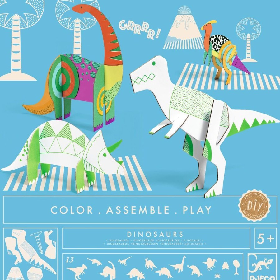 Djeco Djeco Colour, Assemble, Play - Dinosaurs | Kids Art Colouring In & Posters