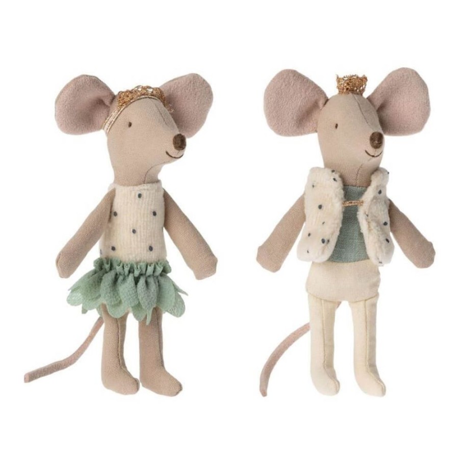 Maileg - By Collection Maileg Royal Twins Mice, Little Sister And Brother Matchbox Mice | Kids Room Soft Toys