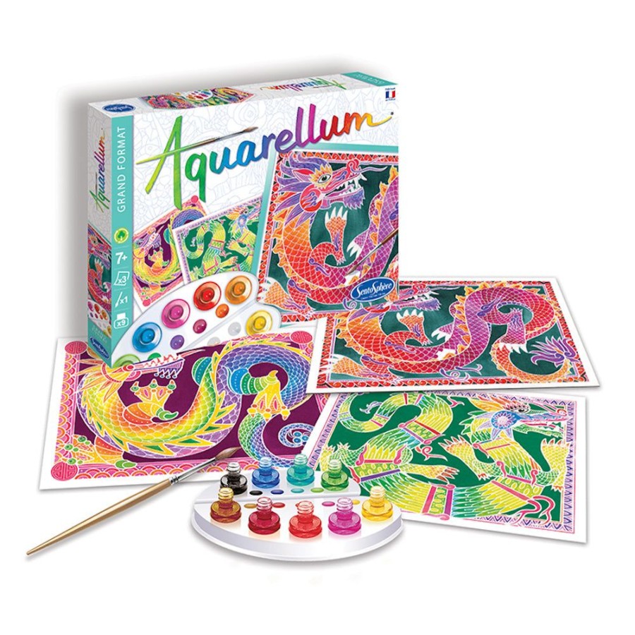 Aquarellum Aquarellum Dragons Painting Set | Kids Art Painting Sets And Colouring By Numbers