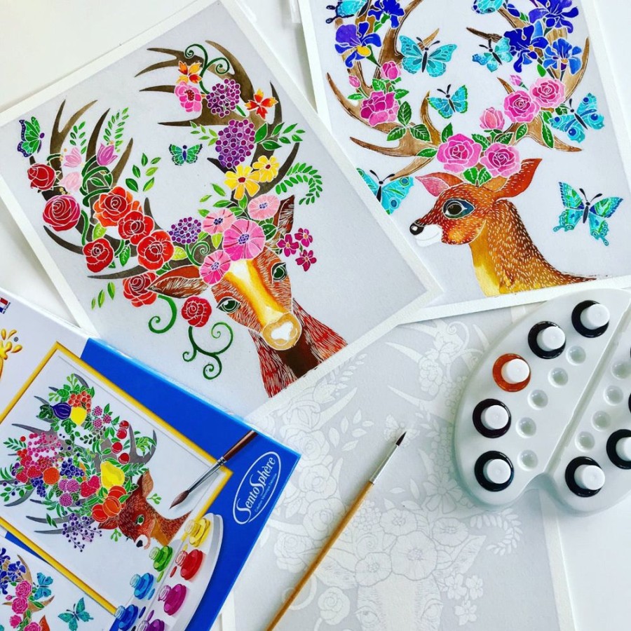 Aquarellum Aquarellum Enchanted Deer | Kids Art Painting Sets And Colouring By Numbers