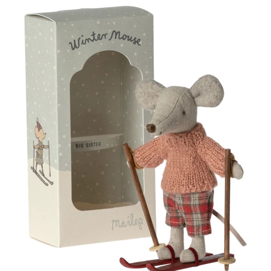 Maileg Maileg Winter Mouse With Ski Set, Big Sister | Kids Room Soft Toys