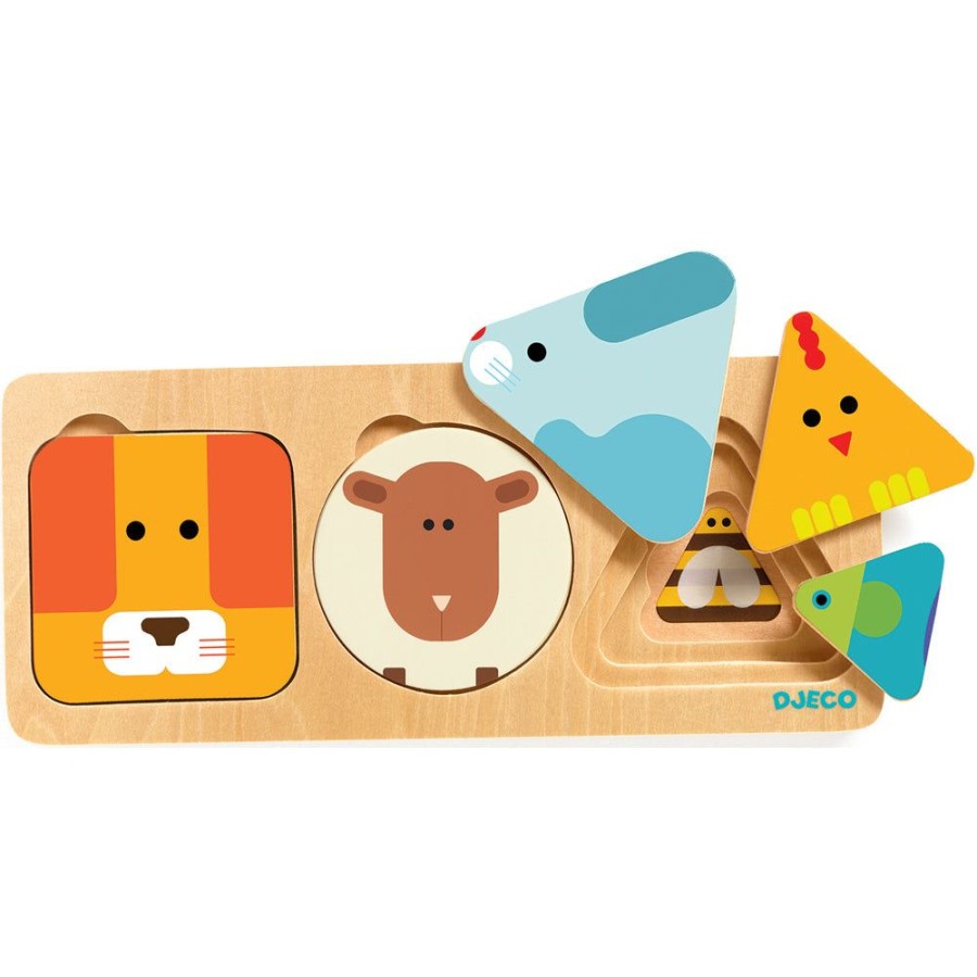 Djeco Djeco Wooden 3 Layer Puzzle Anima Basic | Toys Wooden Puzzles