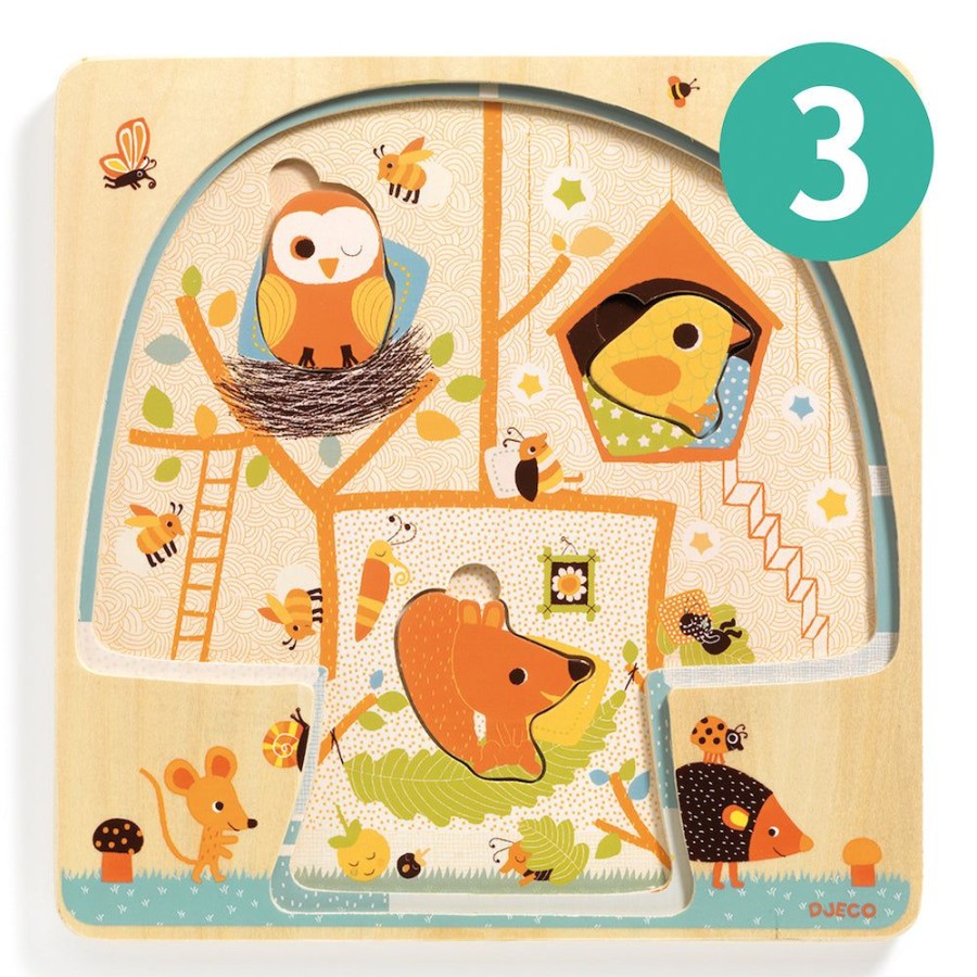 Djeco Djeco 3 Layer Puzzle Tree House | Toys Wooden Puzzles