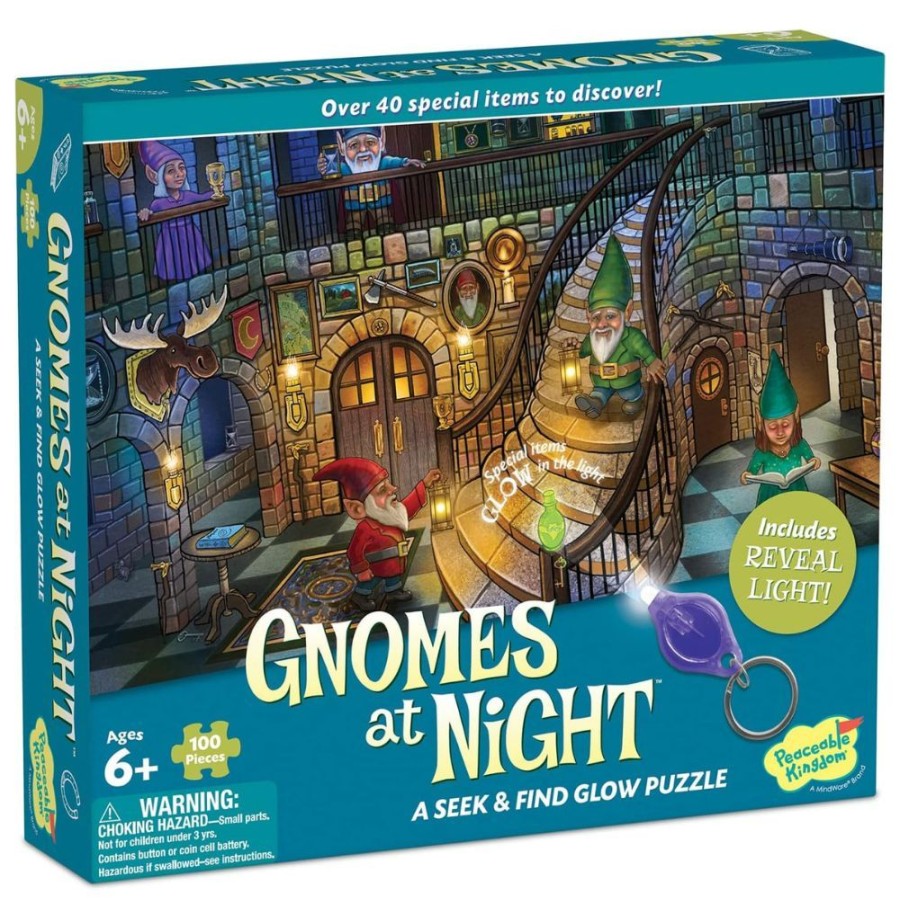 Peaceable Kingdom Peaceable Kingdom Gnomes At Night 100 Piece Seek And Find Puzzle | Toys Jigsaw Puzzles