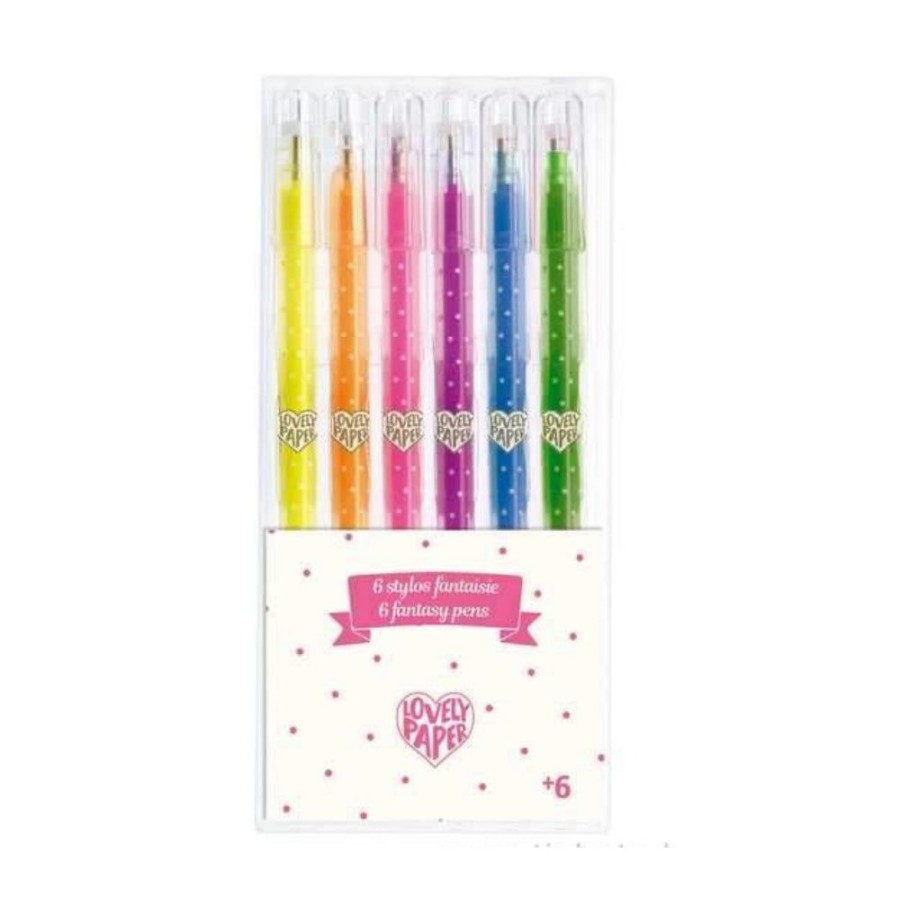 Djeco Djeco Lovely Paper - 6 Neon Gel Pens | Kids Art Djeco Lovely Paper