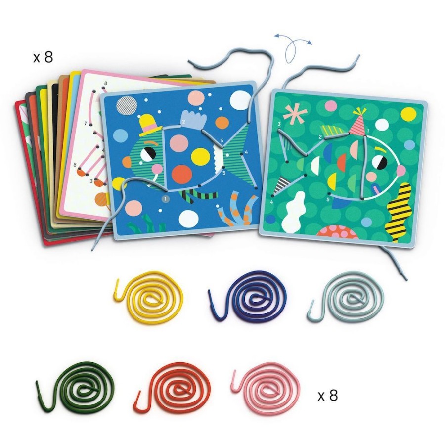 Djeco Djeco Lacing Cards, Dot To Dot - Learn Numbers As You Lace! 4 Yrs + | Sew & Knit Stitching Cards