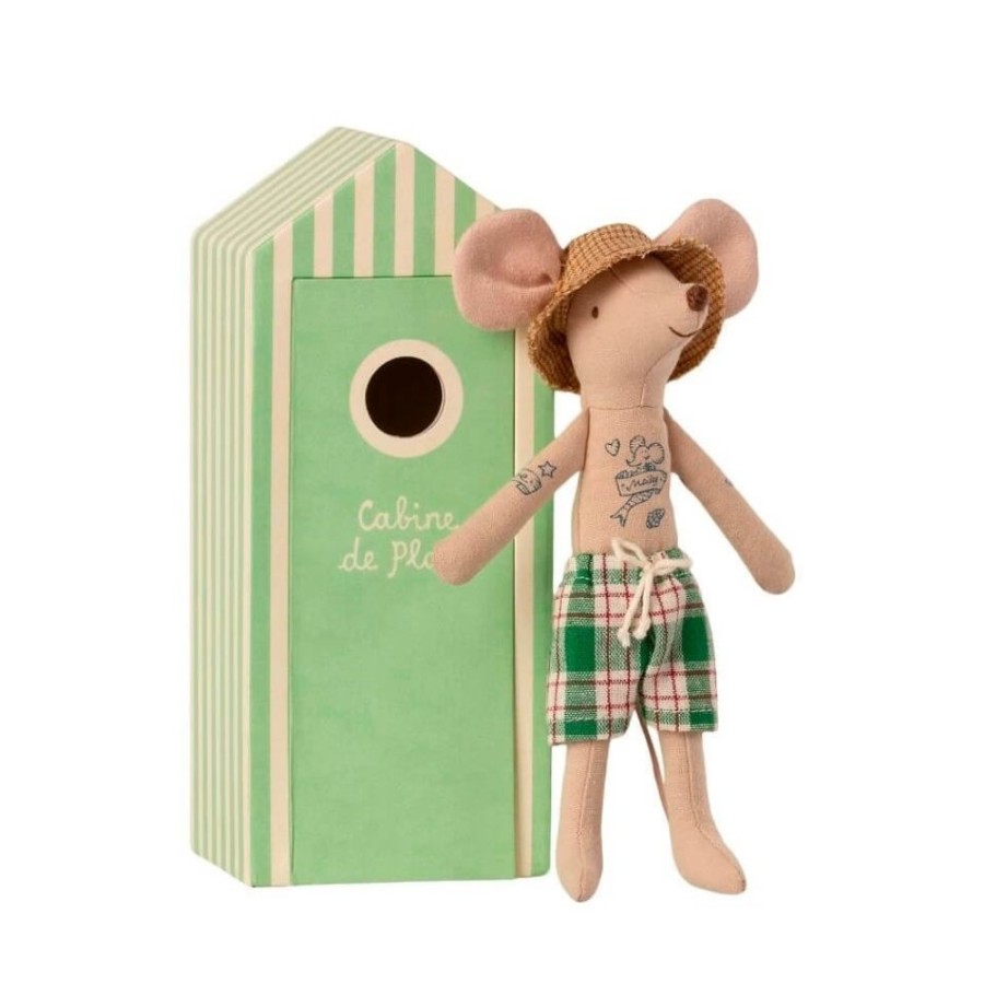 Maileg Maileg Beach Mice, Dad In Cabin De Plage | Kids Room Soft Toys