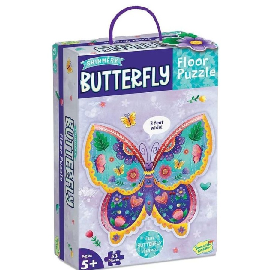 Peaceable Kingdom Peaceable Kingdom Shimmery Butterfly Floor Puzzle | Toys Jigsaw Puzzles