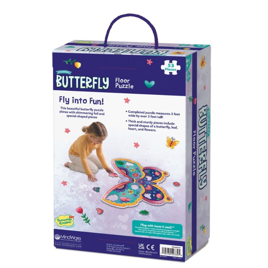 Peaceable Kingdom Peaceable Kingdom Shimmery Butterfly Floor Puzzle | Toys Jigsaw Puzzles