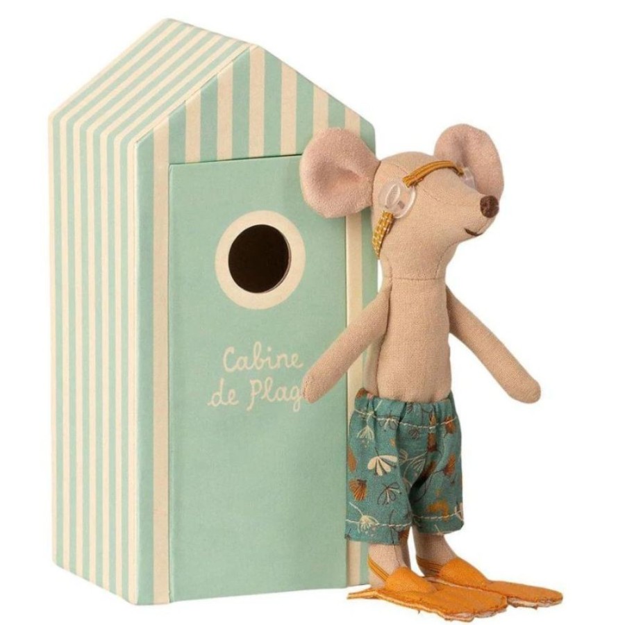 Maileg - By Collection Maileg Beach Mice - Big Brother In Cabin De Plage | Toys Imaginative Play