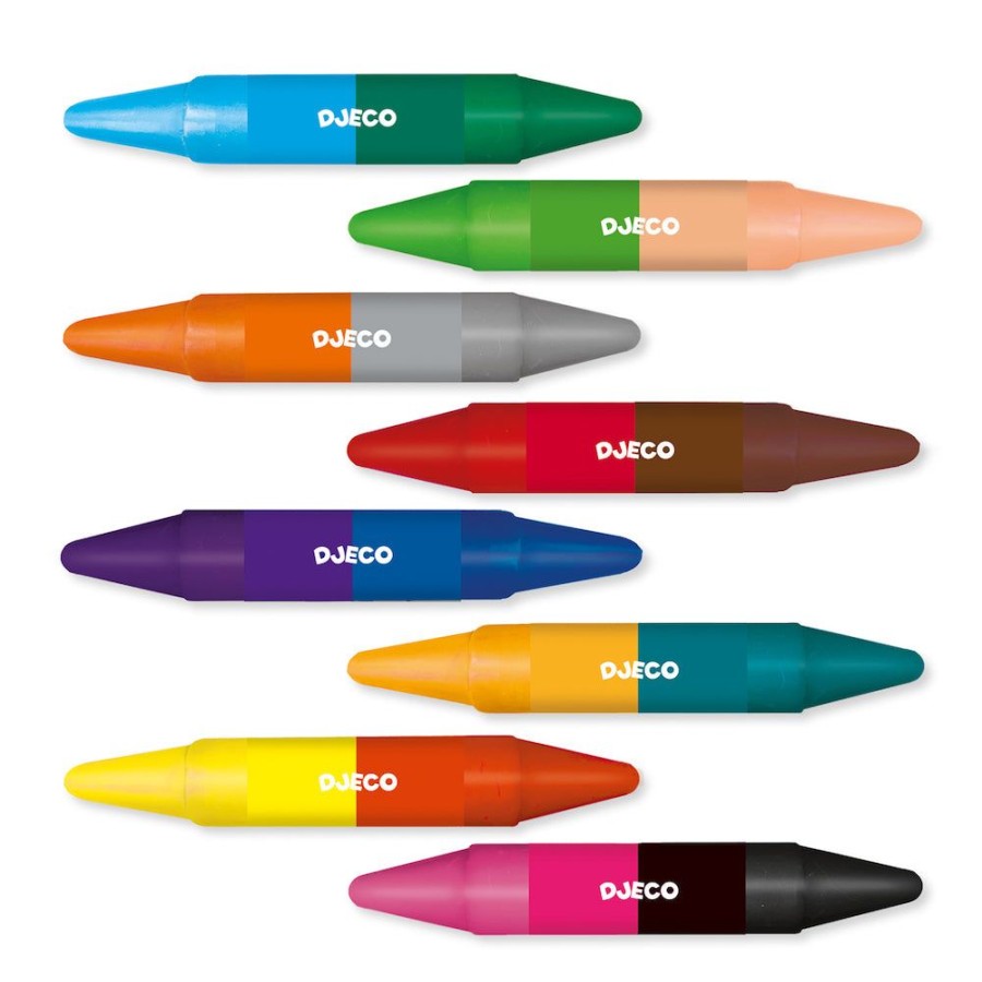 Djeco Djeco 8 Double-Sided Coloured Crayons | Kids Art Art Supplies And Easels