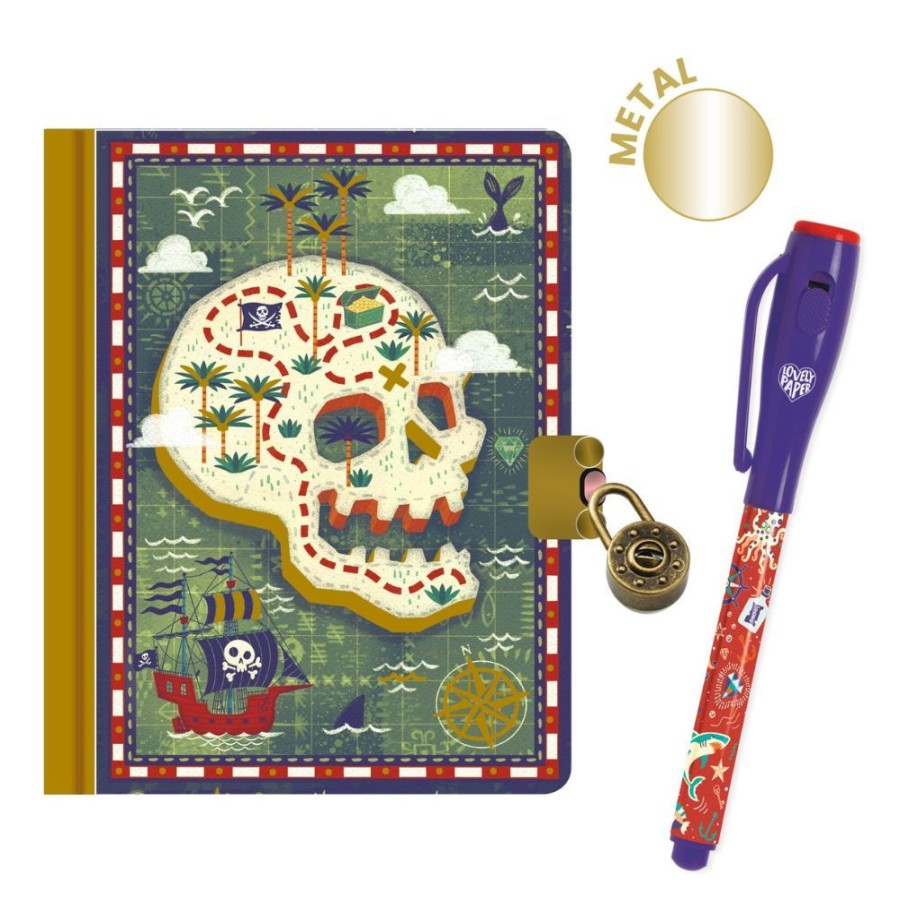 Djeco Djeco Lovely Paper - Steve Secret Notebook With Magic Pen | Kids Art Stationery And Diaries