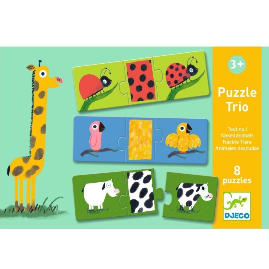 Djeco Djeco Educational Toddler Puzzle Trio - Naked Animals | Toys Jigsaw Puzzles