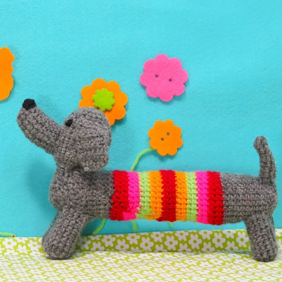 Buttonbag Buttonbag Crochet A Sausage Dog Kit | Sew & Knit Childrens Knitting Kits