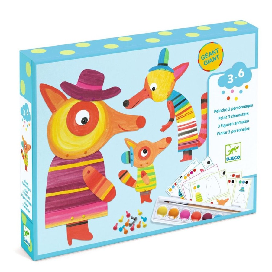 DJECO - By Collection Djeco Painting - The Fox Family | Kids Art Painting Sets And Colouring By Numbers