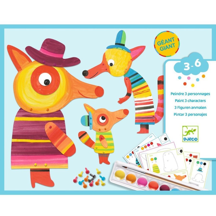 DJECO - By Collection Djeco Painting - The Fox Family | Kids Art Painting Sets And Colouring By Numbers