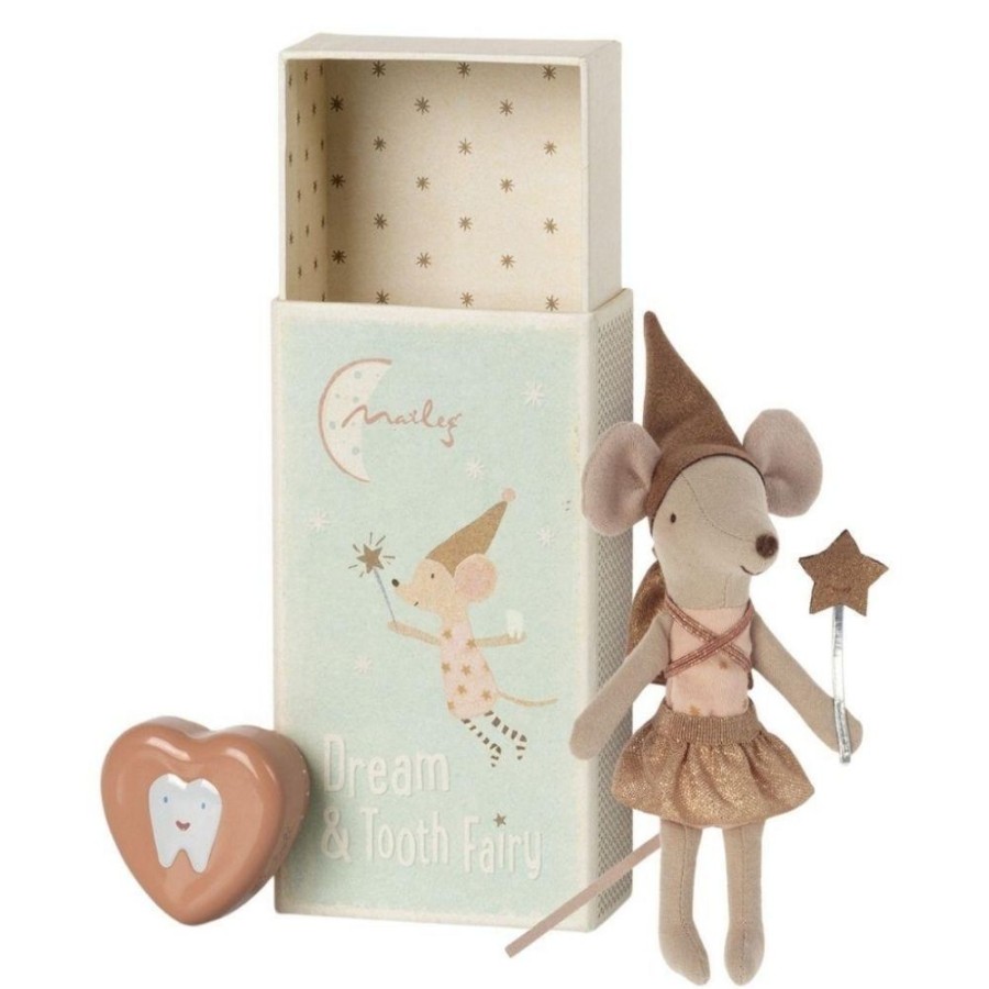 Maileg - By Collection Maileg Tooth Fairy Mouse In A Matchbox - Big Sister - Rose | Toys Soft Play Toys