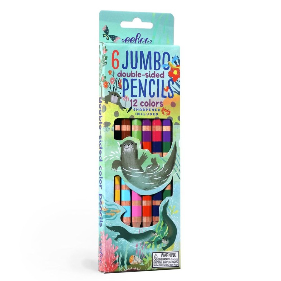 eeBoo Eeboo 6 Jumbo Double Sided Pencils - Otters | Kids Art Art Supplies And Easels