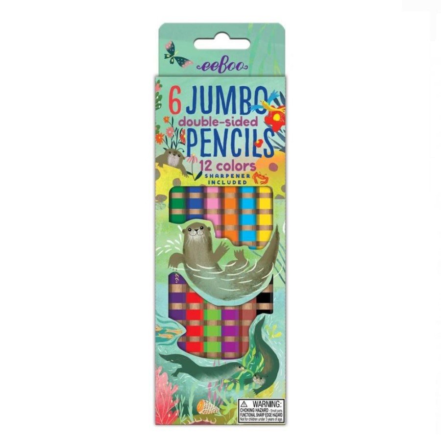 eeBoo Eeboo 6 Jumbo Double Sided Pencils - Otters | Kids Art Art Supplies And Easels