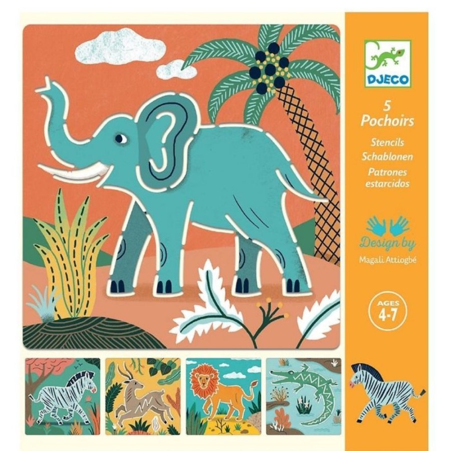 Djeco Djeco Wild Animals Stencils | Kids Art Sketchbooks And Stencils