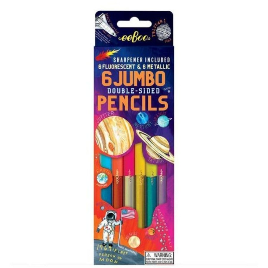 eeBoo Eeboo 6 Jumbo Double Sided Pencils - Solar System | Kids Art Art Supplies And Easels