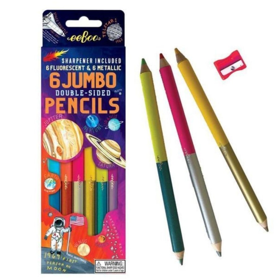 eeBoo Eeboo 6 Jumbo Double Sided Pencils - Solar System | Kids Art Art Supplies And Easels